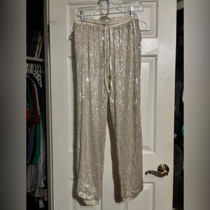 Main Strip Silver Sequin Joggers